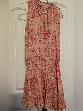 Poupette St. Barth Blush Pink Floral Peasant Top